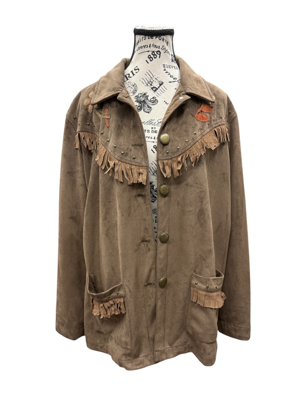 Bit & Bridle Western Suede Fringe Studded Jacket Boho Cowgirl